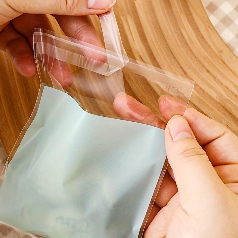 100/200/300pcs Mini Cartoon Cat Packaging Bag Baking Snack Self-adhesive Bag Cartoon Cat Biscuit Cookie Packaging Bag Organizer