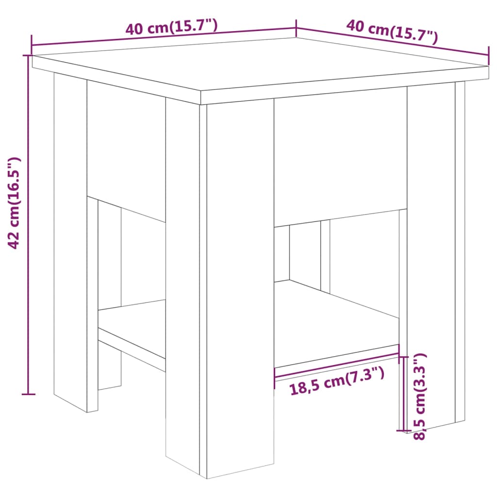 Coffee Table Concrete Grey 40 x 40 x 42 cm Engineered Wood