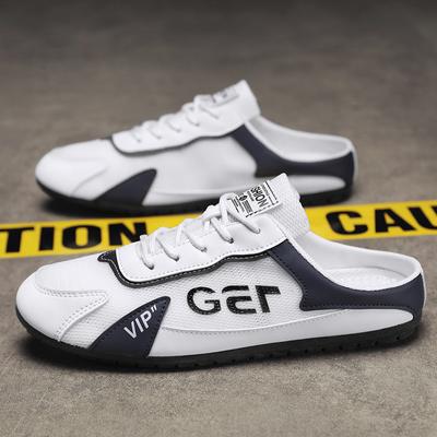 Moda 2024 Novo Meio Reboque Sapatos Preguiçosos Malha Respirável Lazer Sapatos Esportivos ao Ar Livre Moda Sapatos Masculinos Rua Conforto Sapatos de Prancha