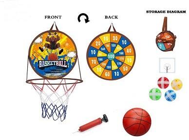 Children'S Foldable Basketball Rack Wall Mounted Two In One Non Punching Indoor Sports Sticky Ball Throwing