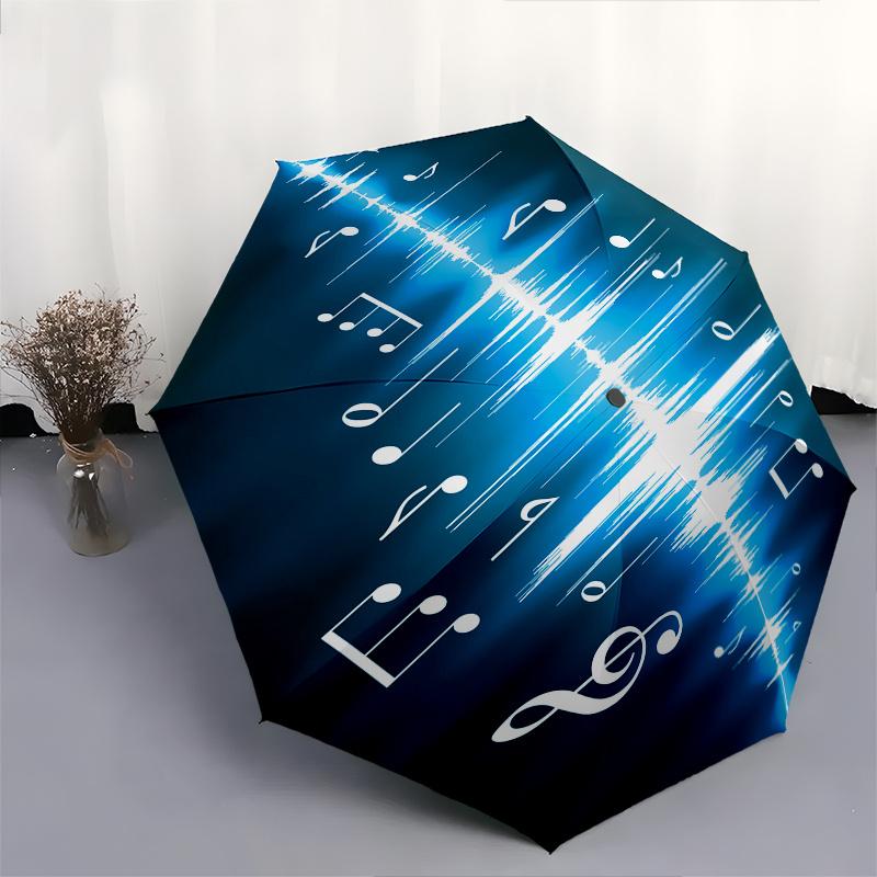 Music Notes Tree Theme 8 Bone Hand Automatic Folding Umbrella, Compact and Portable Design, A Perfect Gift for Birthday, Christmas or Busine