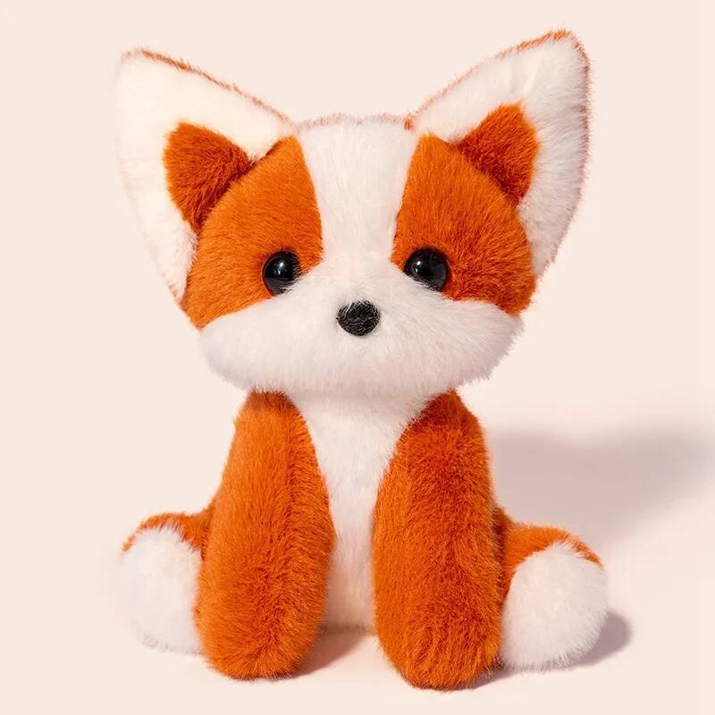 Flauschiger Fuchs Plüschkatzenspielzeug Eichhörnchen Zeichentricktier Baby Begleitpuppe Schreibtischornamente Serie Süßes Geburtstagsgeschenk für Kinder Freunde