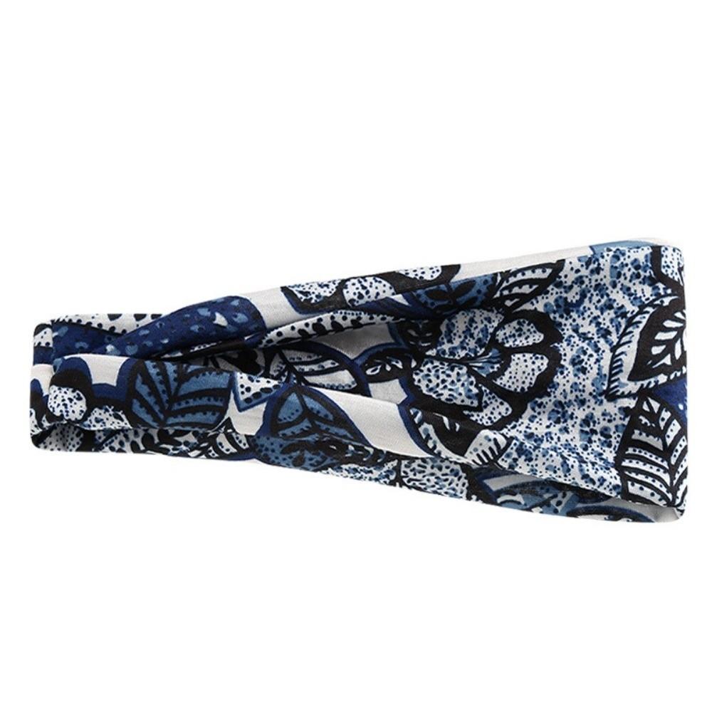 Fashion Flower Printed Hair Band Sweat-absorbing Non-slip Wide Hairband Soft Hair Accessories Sports Cross Headband