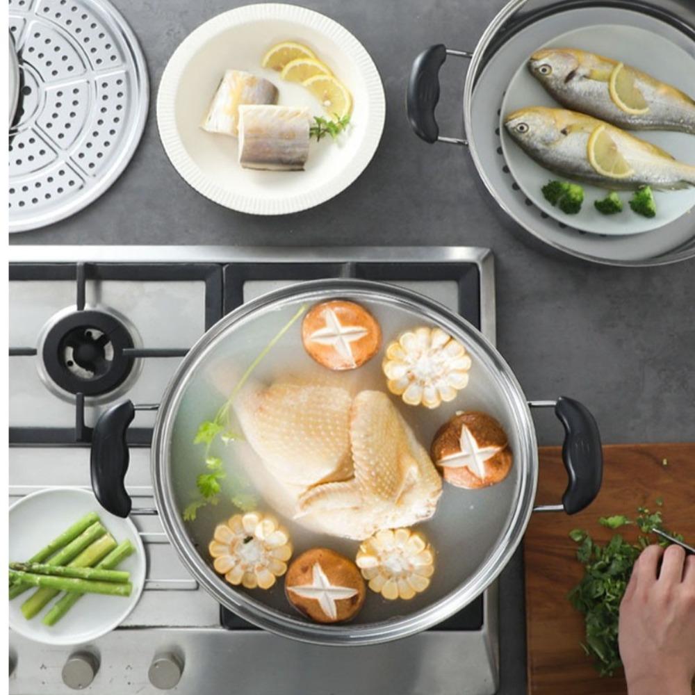 Mit Dämpfeinsatz Edelstahl Kochgeschirr Mehrzweck Suppen-Dampfgar-Topf Induktionsherd Gas