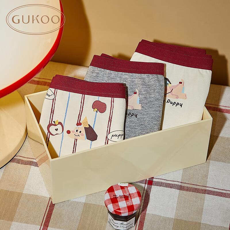 

Gukoo Красный Зодиакальный Щенок Хлопковое Парное Нижнее Белье 3 шт. M