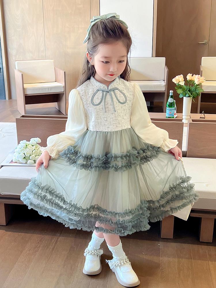 2025 Fashionable Girls' Princess Dress with Puffy Tulle Skirt - Spring/Autumn Collection