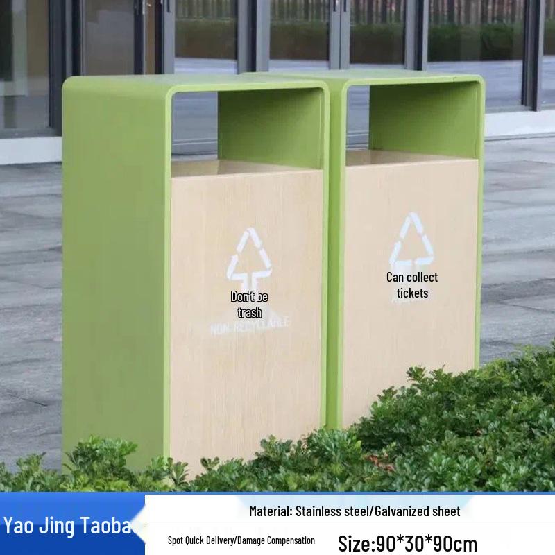 Commercial Large Stainless Steel Outdoor Trash Can for Parks and Streets