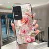 Beautiful Flower Cute Cats Case For Xiaomi Poco F4 5G / Redmi K40S Tempered Glass Phone Case Protective Back Cover Hard Shell