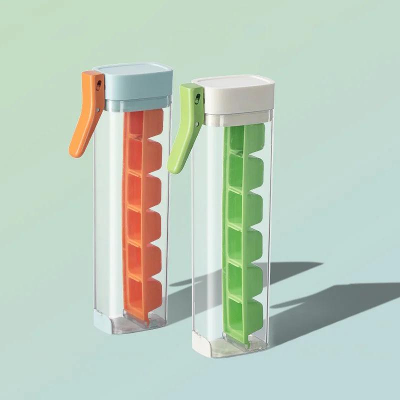 6 Grid Single Handed Press Mold Summer Whiskey Cocktail Drink Ice Making Storage Box Easy Demould