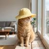 Adjustable Cat Sunscreen Hat Breathable UV Protection Pet Fisherman Hat Plaid Pattern Comfortable Pet Sun Hat Daily Photography