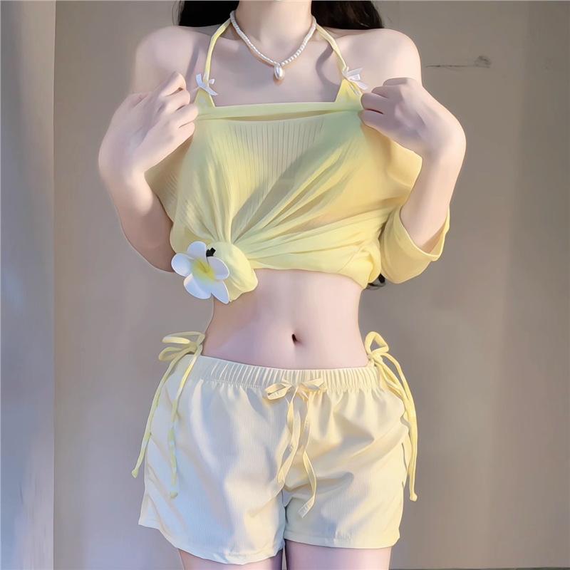 New Bikini Swimsuit Female Thai Hottie Vacation Hot Spring Split Small Breasts Gather Pure Desire Wind Blouse