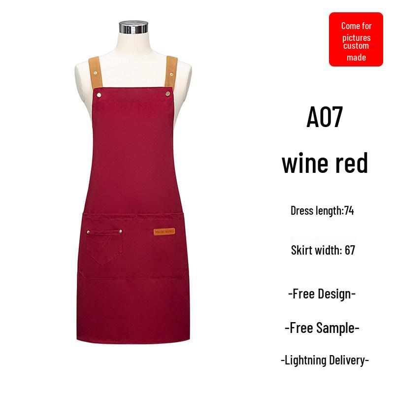 Waterproof Canvas Catering Apron with Logo, Stain-Proof, Ideal for Kitchens & Cafes