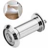 200 Degree Wide Angle Door Peephole Viewer, Metal Housing, Easy Installation, Silver Tone, Adjustable Threaded Tube