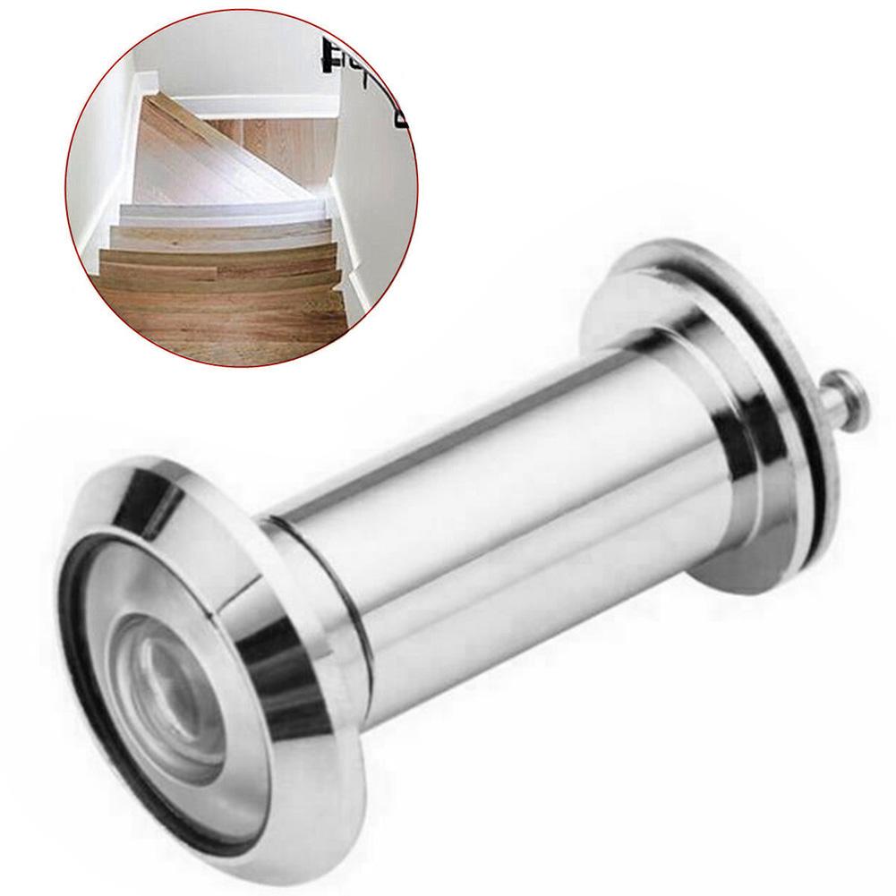 200 Degree Wide Angle Door Peephole Viewer, Metal Housing, Easy Installation, Silver Tone, Adjustable Threaded Tube