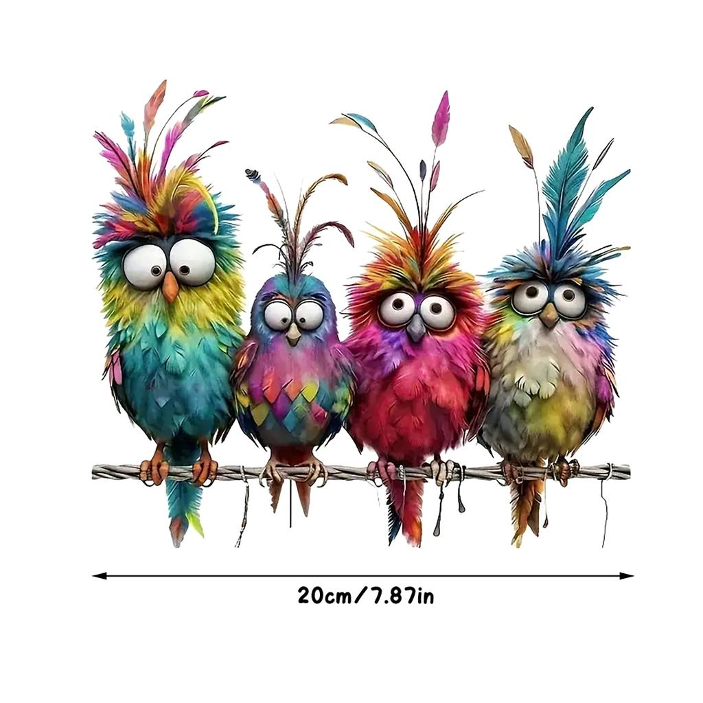 3Pcs Funny Bird Creative Glass Window Decorative Stickers For Windows Glass Wall Mirror Festival Home Decoration