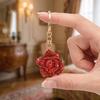 Keychain Pendant Sparkling Rhinestones Inlaid Red Rose Design Key Holder with Lobster Clasp Lightweight