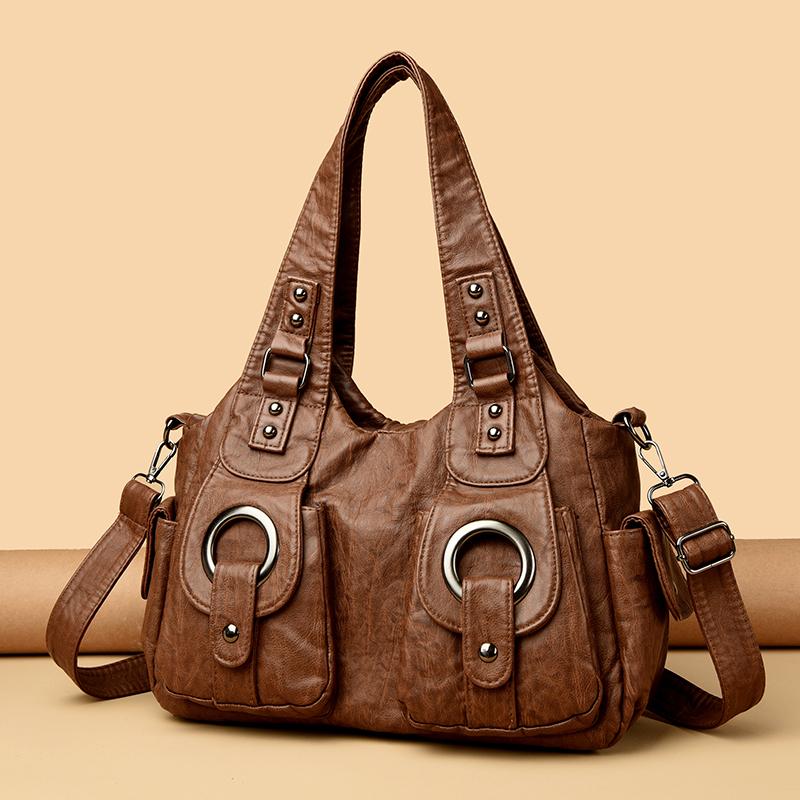 Vintage Leather Hobo Bag for Women Large Capacity Shoulder Bag Women Bags Ladies Leather Messenger Bags