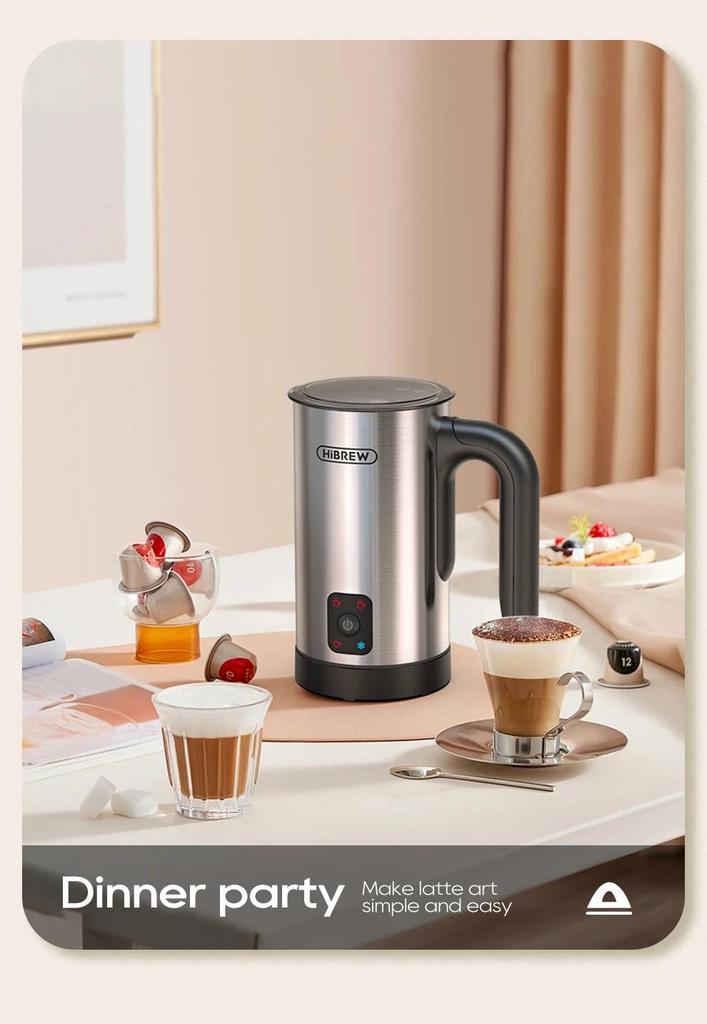 HiBREW 4 in 1 Milk Frother Frothing Foamer Fully automatic Milk Warmer Cold/Hot Latte Cappuccino Chocolate Protein powder M3A