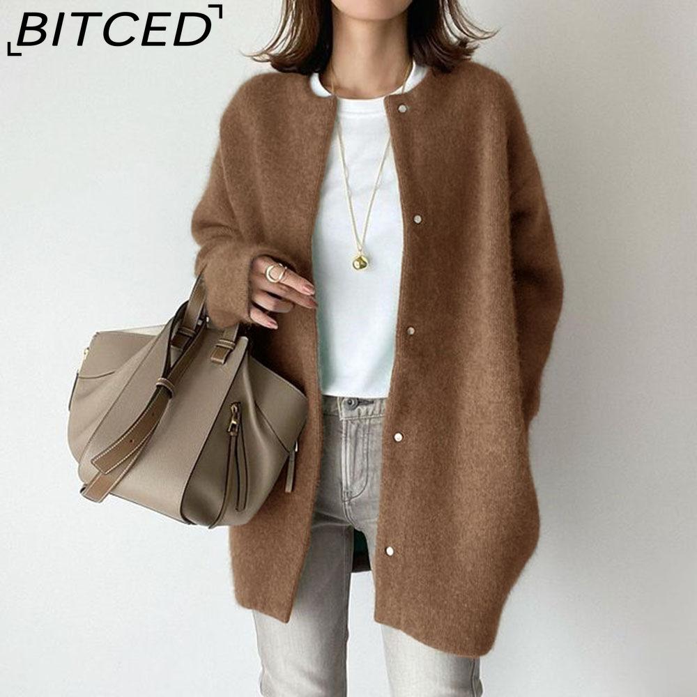 BITCED Women's 9-Colour Autumn Ultra-Soft Knit Cardigan Slim-Fit Design, Artistic Aesthetic Niche Loose-Fit Jacket