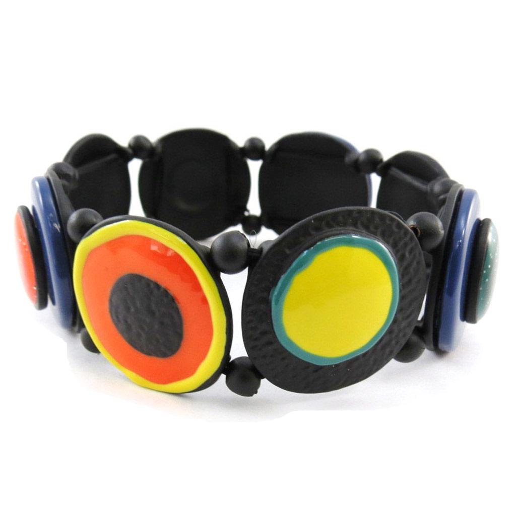 NOA [J1952] - Bracelet Créateur 'Macarons' jaune orange bleu