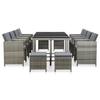 Mobilier de jardin - VIDAXL - Ensemble 13pcs - Résine tressée grise - 8 chaises - 20 coussins