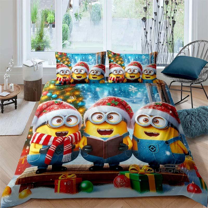 Popular Cartoon Character (Minions) Printed Bedding Set — Duvet Cover Set — Deluxe Gift for Teen Girls, Twin/Single, and Kids