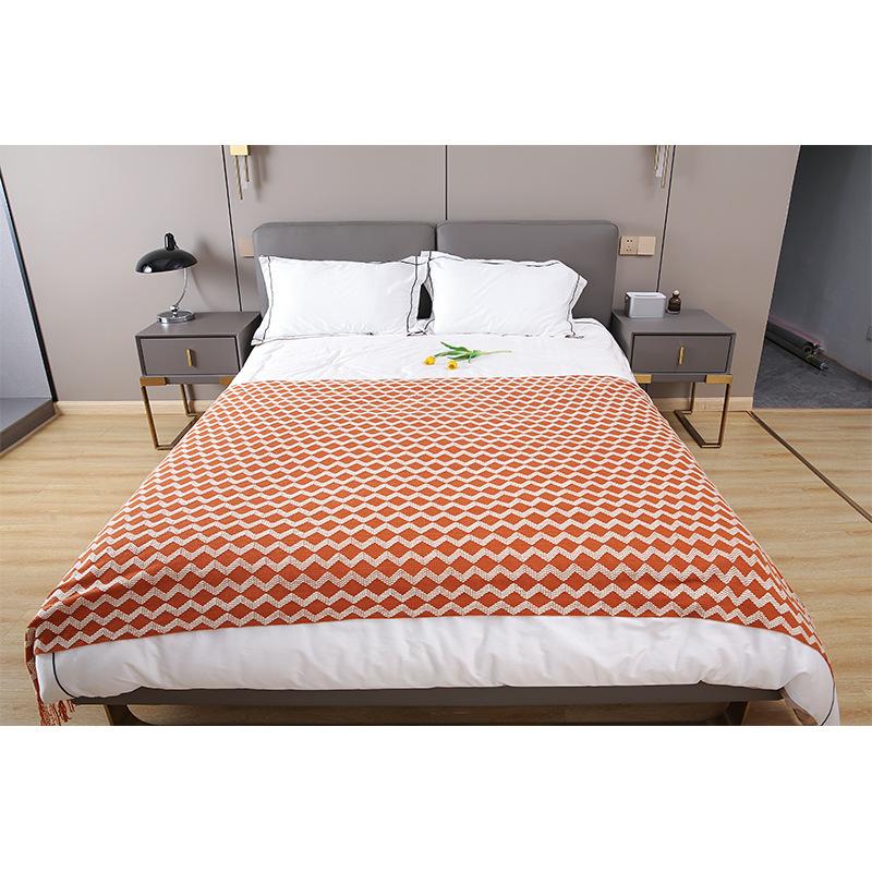 Pătură nordică tricotată în două culori cu ciucuri Homestay Boho Decor Pătură pentru canapea Husă pentru capătul de pat Prosop pentru petrecere a timpului liber Cuvertură de pat șal cald