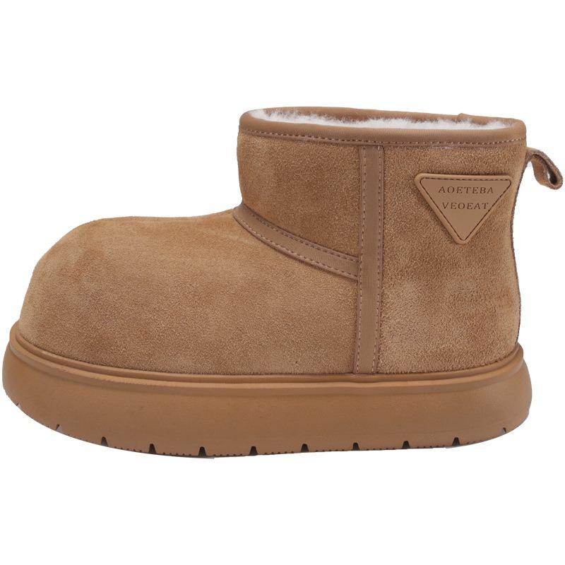 

Зимние женские сноубутсы на толстой подошве, нескользящие, милые, уродливо-милые, утепленные хлопковые ботинки, обувь-хлебцы 40 верблюд