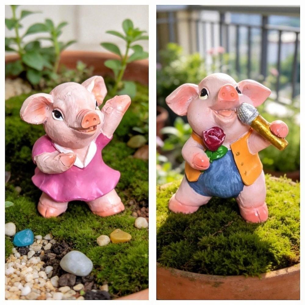 4Pcs Cute Pig Pig Ornaments music pigs Pig Sculpture Exquisite Pig Decor Home