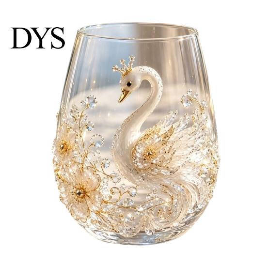 Luxuriöses Dekorative Glas 3D Tier Stielloses Weinglas, Meeresinspirierte Details Elegantes Klares Haus Getränkeglas, Langlebig für Küche Und Strand Getränke