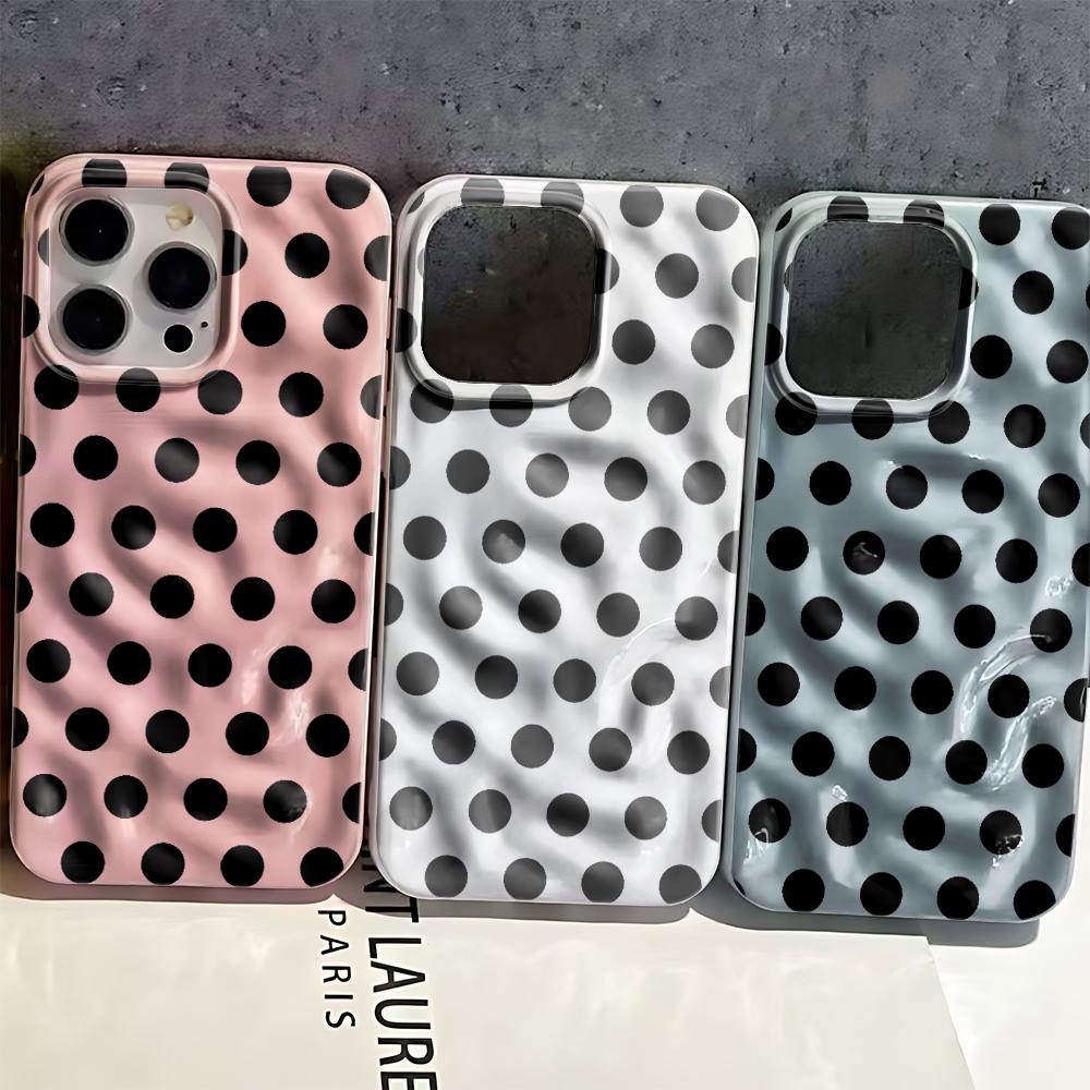 Black Wave Point Solid Color Silicone Case For Iphone 15 14 13 11 12 17 Plus 16 Pro Max Simple Minimalist Cover