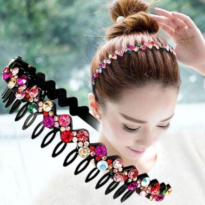 Wave-patterned colored cubic headband gold