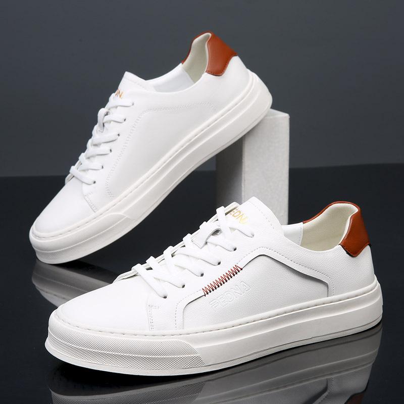 Brand New Shoes for Men Genuine Leather Casual Shoes Flats Skateboard Shoes Youth Street Fashion Lace-up Sneaker