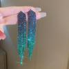 Silver Needle Retro Rhinestone Water Drop Tassel Earrings - Elegant Stud Accessories for Women