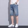 Summer thin denim shorts men's versatile ice oxygen casual pants trendy brand summer loose straight five-point breeches