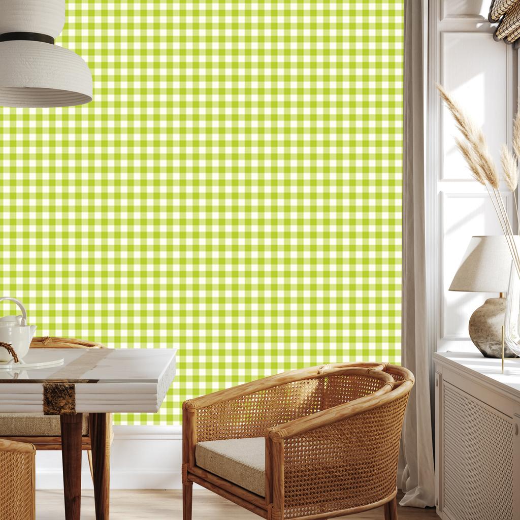 Wallpaper Fabric Pattern Cream, Lime and Yellow for Living Room and Bedroom 50x1000