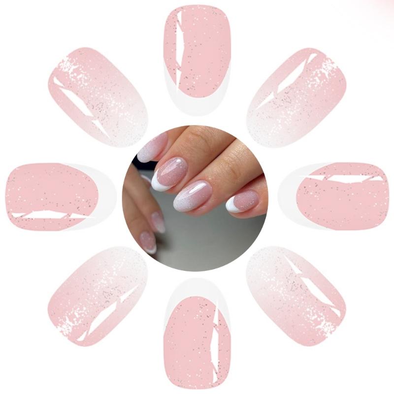 Mandelform Aufklebenagel Falscher Nagel Glitzer Kleber auf Nagel Künstlicher Acrylnagel 24 Stück Aufklebenagel für Frauen und Mädchen