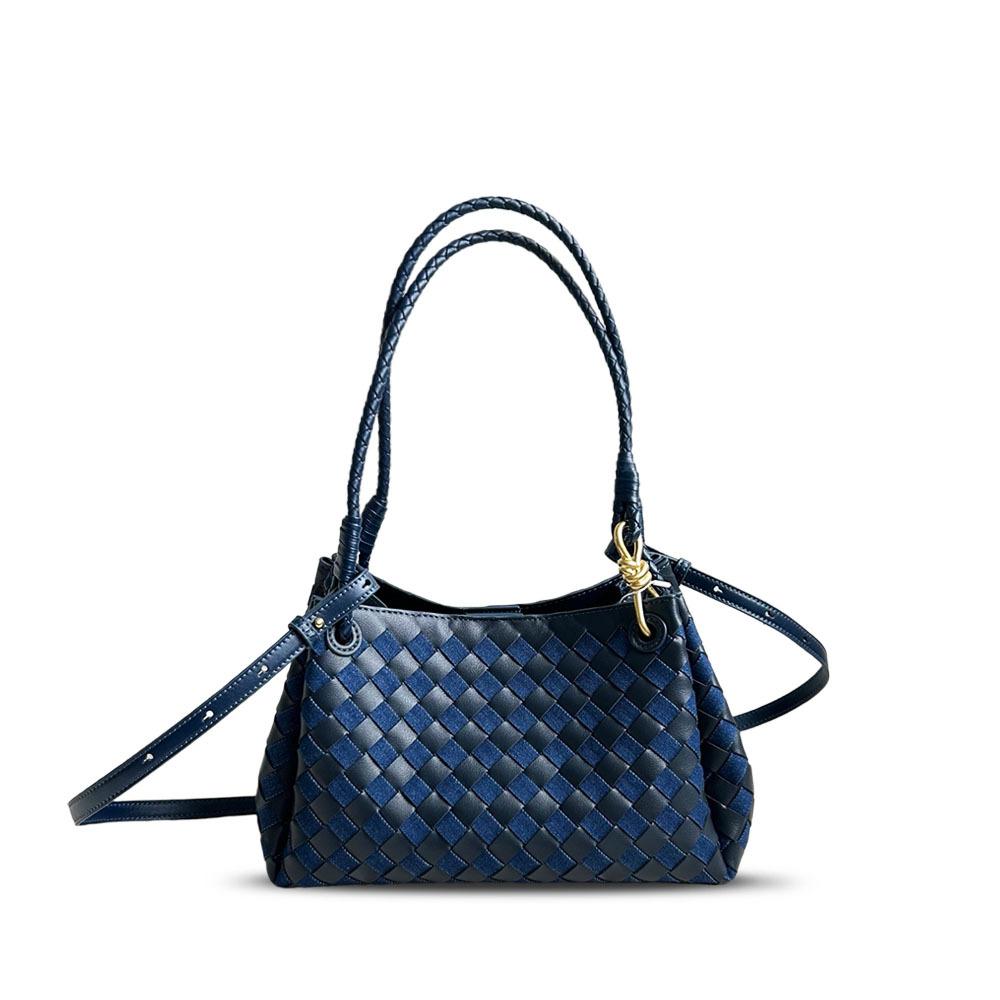 

New medium parachute leather woven portable cross-border popular underarm bucket bag fashionable shoulder messenger women s bag 29.5*17*18.5cm