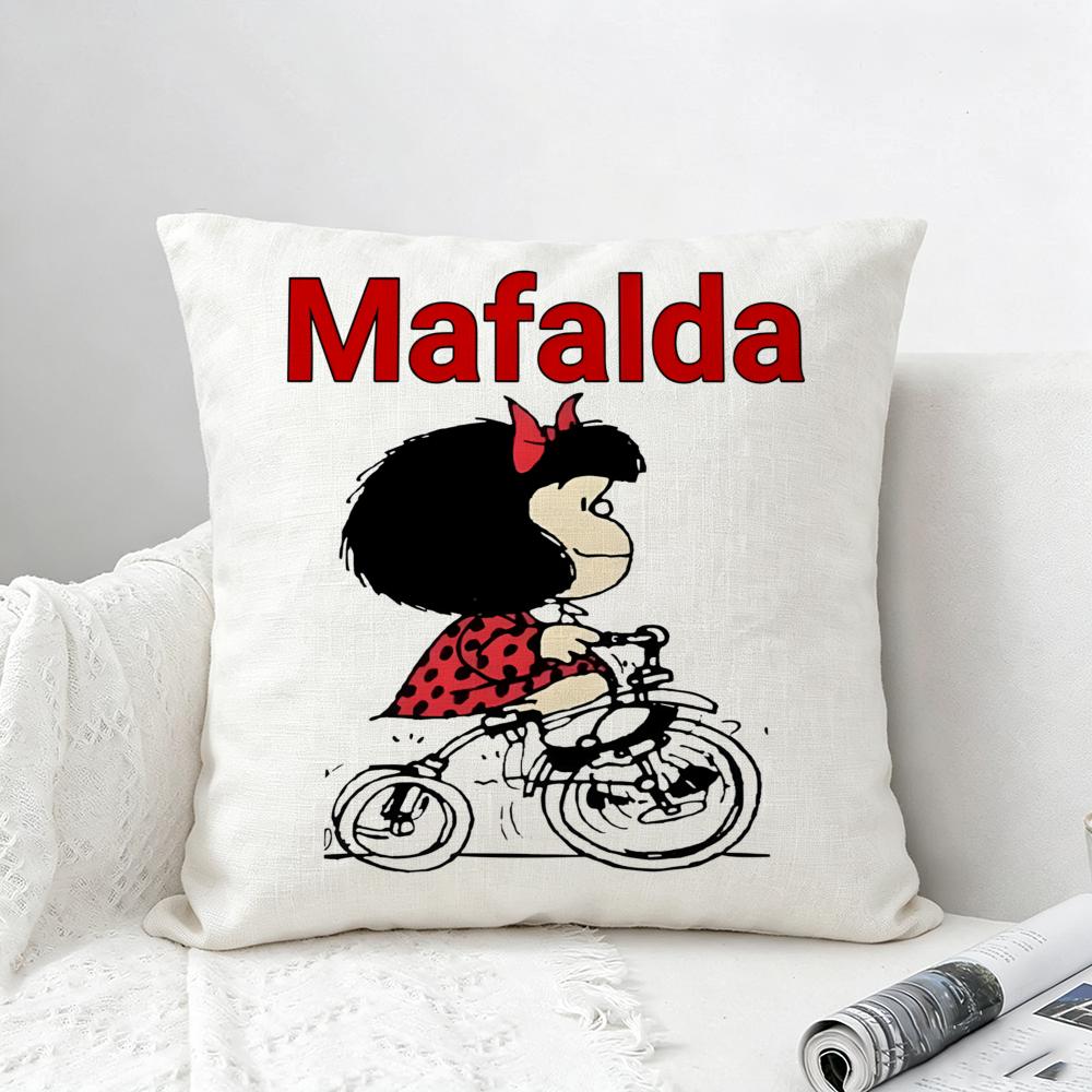 Comic Mafalda Cushion Cover Natural Linen Pillowcase Set AllinOne Decor for Sofa Bedroom Chair