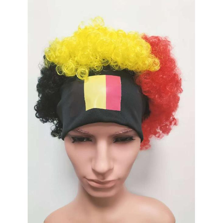 Fotbalový zápas Národní vlajka Paruka Afro vlasy Dekorace Fotbalový fanoušek Oslavné rekvizity