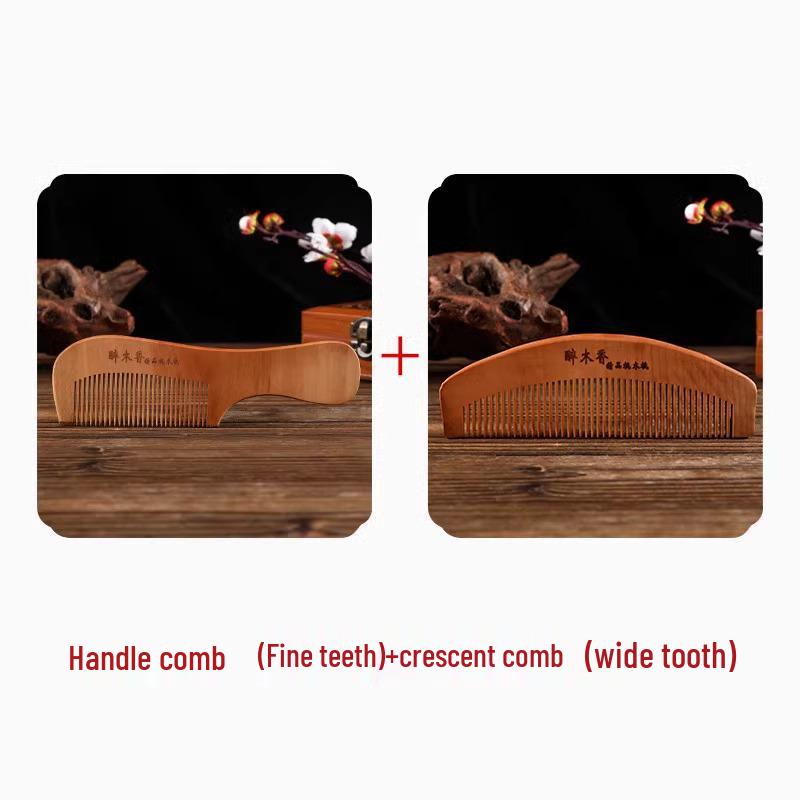 Anti-Static Pear & Peach Wood Comb: Hair Loss Prevention for All Genders