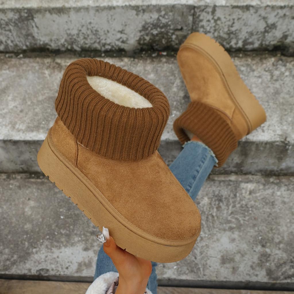 Fleece thickened snow boots women's short boots New comfortable and warm cotton shoes for the winter of 2025 for women
