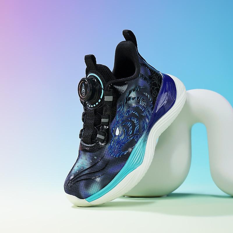 

Boys basketball shoes 2025 new spring and autumn mesh breathable non-slip wear-resistant rotating button light fashion sports shoes 39 inner length 25.1