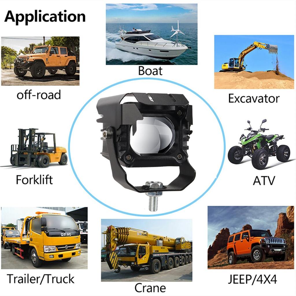 1PCS Led Motorcycle Headlight Led Lens CSP Chips Fog Lights Motorbike Auxiliary Driving Lamp Off Road Truck 4x4 ATV Work LED