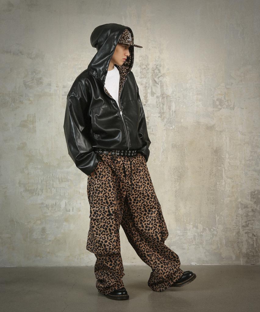 ROCKPSYCHO Pillbox Cap Leopard Brown