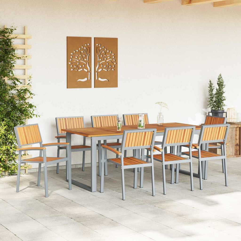 Stackable Chair 8 Pcs Brown 56 X 57 X 87 Cm Solid Acacia Wood