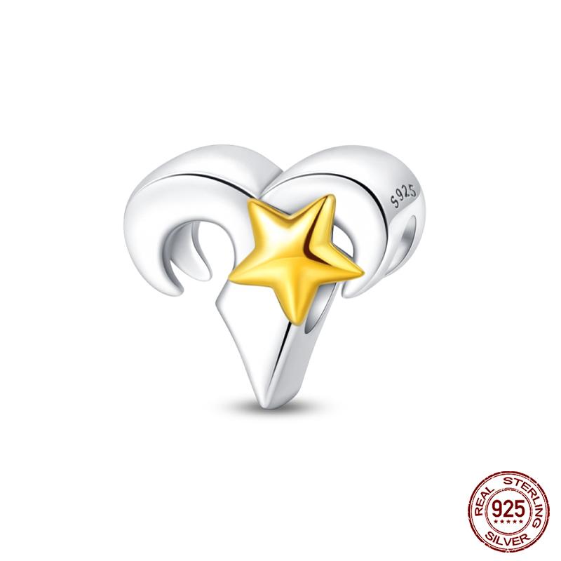 Kupfer 12 Sternbilder Anhänger Goldener Stern Tierkreis Perlen Passend für Qikaola Original Armbänder DIY Geburtstags Schmuck Geschenke