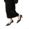 Fashion French black high heels Sharp pointed Women's single shoes New commuting fur shoes Outdoor comfortable ladies pumps 2025 Zapatos