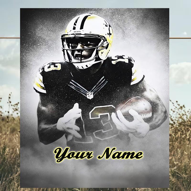 1PC Custom Name Football Player Legend outdooor Flannel blankets Patterns Throw Blanket All-Season Soft Gift for Couch, Bed, Camping gifts