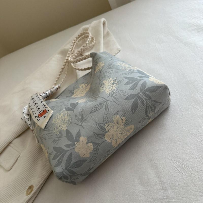 Silk Scarf Style Floral Nylon Bag With Magnetic Closure For Daily Use Women
